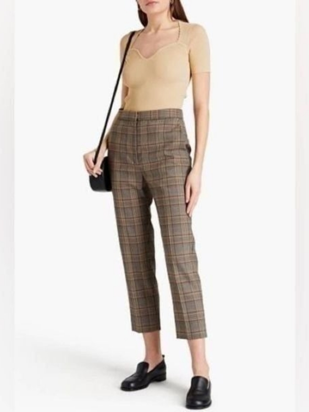 Revolve Sandro Stainy Plaid Tapered Ankle Length Pants, EU 40